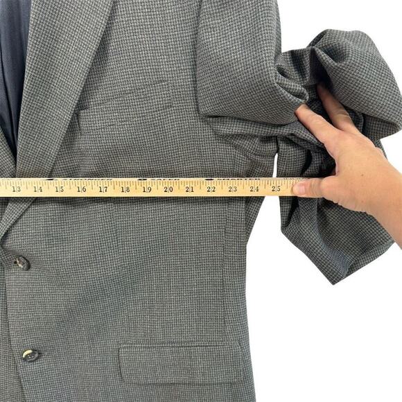 Light Academia Blazer Size 48L Oscar de la Renta Men Gray Check Classic Fit READ - Picture 5 of 13